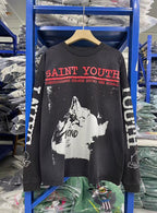 Saint Michael Photo Print & Slogan Typography Sweatshirt