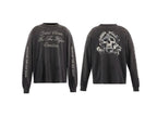 Saint Michael Script & Skull Graphic Distressed Sweatshirt