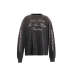 Saint Michael Script & Skull Graphic Distressed Sweatshirt