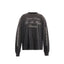 Saint Michael Script & Skull Graphic Distressed Sweatshirt