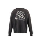 Saint Michael Script & Skull Graphic Distressed Sweatshirt