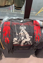 Saint Michael Graphic Art & Kiss Slogan Sweatshirt