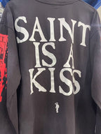 Saint Michael Graphic Art & Kiss Slogan Sweatshirt