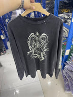 Saint Michael Gothic Illustration & Sleeve Print Sweatshirt