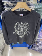 Saint Michael Gothic Illustration & Sleeve Print Sweatshirt