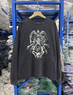 Saint Michael Gothic Illustration & Sleeve Print Sweatshirt