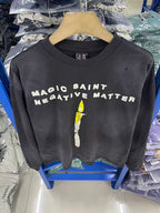 Saint Michael Sword Graphic & Text Long Sleeve Sweatshirt