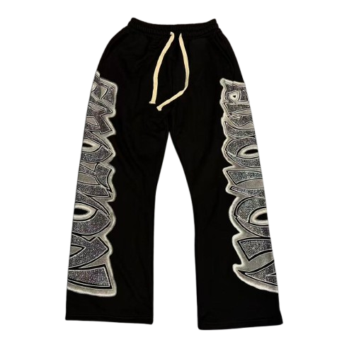 MIXED EMOTION Side Panel Graphic Wide-Leg Pants Hover Image