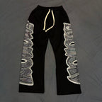 MIXED EMOTION Side Panel Graphic Wide-Leg Pants
