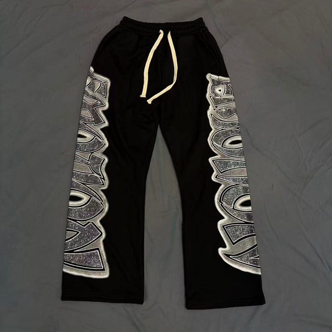 MIXED EMOTION Side Panel Graphic Wide-Leg Pants Main Image