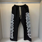 MIXED EMOTION Side Panel Graphic Wide-Leg Pants