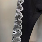 MIXED EMOTION Side Panel Graphic Wide-Leg Pants
