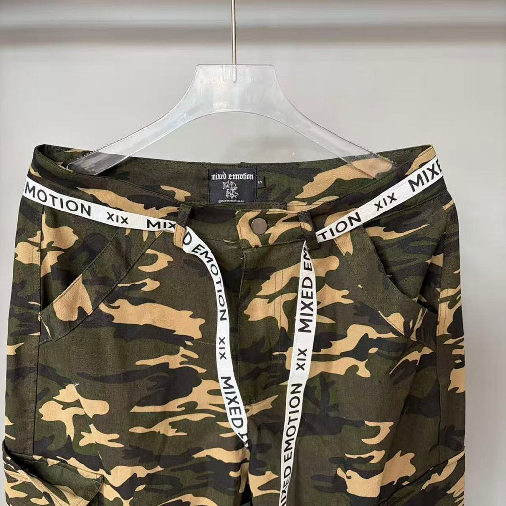 MIXED EMOTION Camo Graphic Utility Cargo Pants