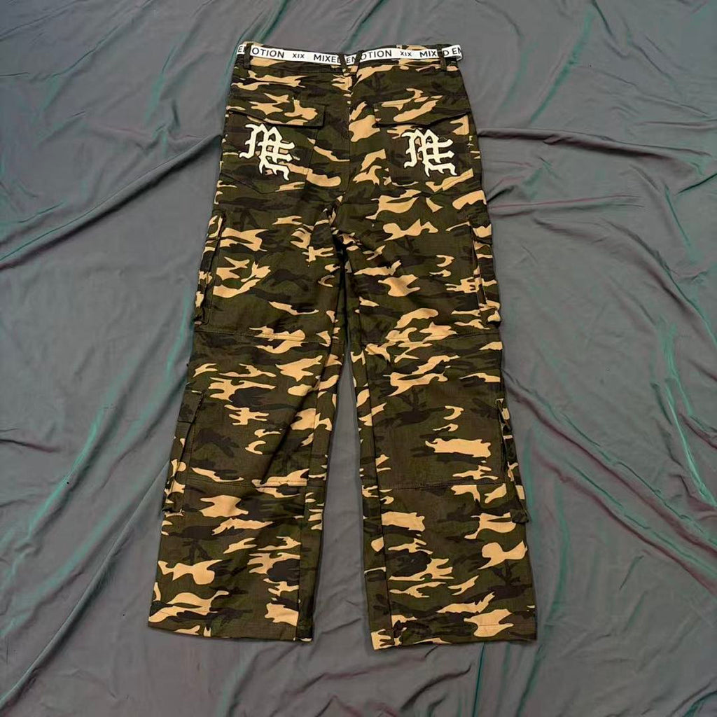 MIXED EMOTION Camo Graphic Utility Cargo Pants