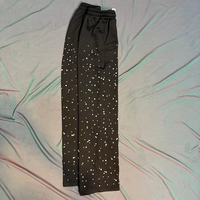MIXED EMOTION Rhinestone Letter Graphic Relaxed Sweatpants Main Image