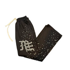 MIXED EMOTION Rhinestone Letter Graphic Relaxed Sweatpants