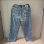 MIXED EMOTION Studded Distressed Double-Tone Jeans