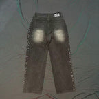 MIXED EMOTION Studded Distressed Double-Tone Jeans
