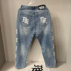 MIXED EMOTION Side Letter Straight-Leg Jeans
