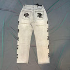 MIXED EMOTION Washed Side Graphic Denim Jeans