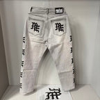 MIXED EMOTION Washed Side Graphic Denim Jeans