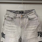 MIXED EMOTION Washed Side Graphic Denim Jeans