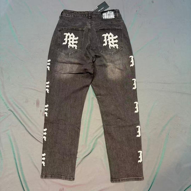 MIXED EMOTION Signature Side Letter Denim Jeans Main Image