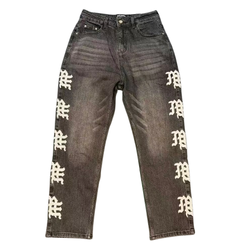 MIXED EMOTION Signature Side Letter Denim Jeans Hover Image