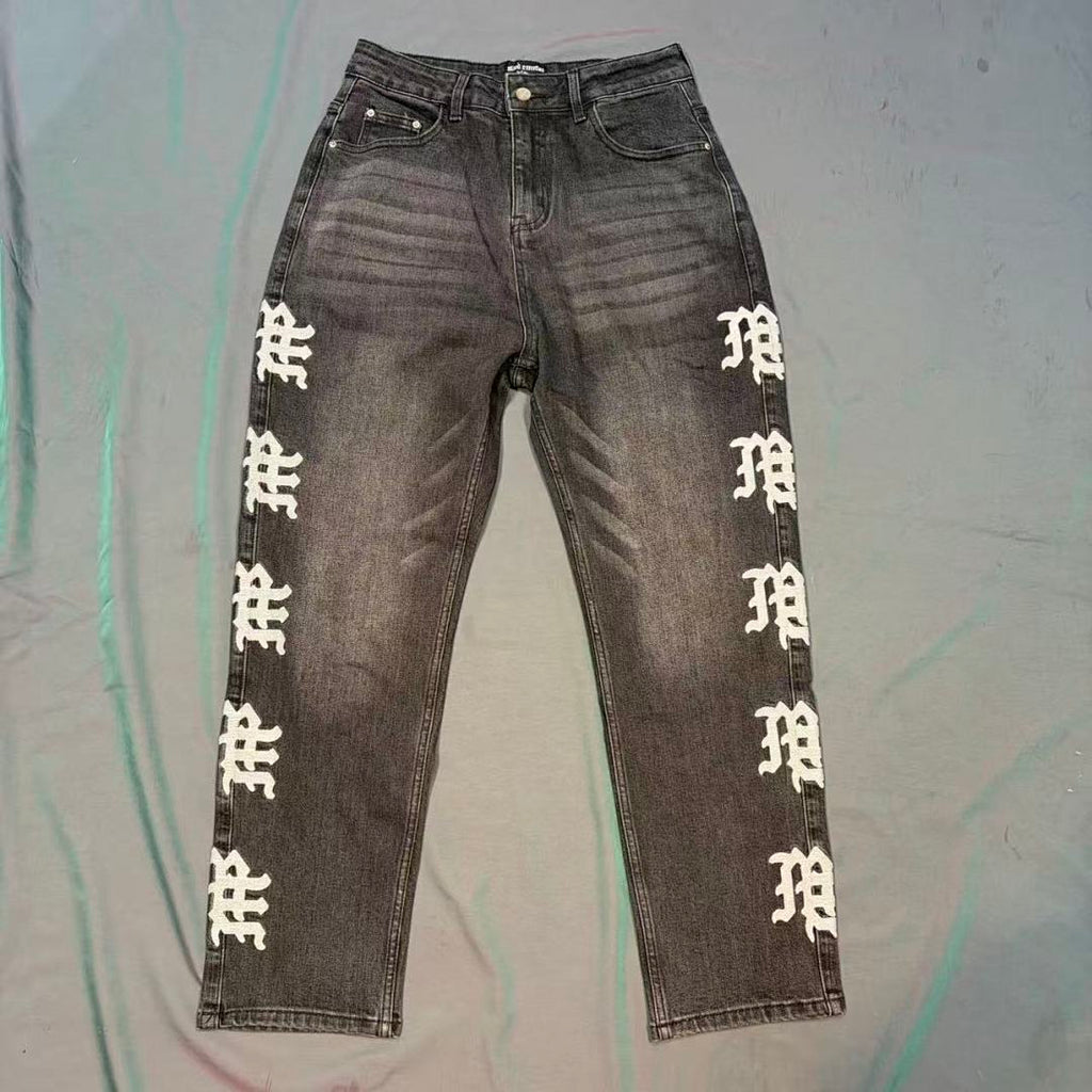 MIXED EMOTION Signature Side Letter Denim Jeans
