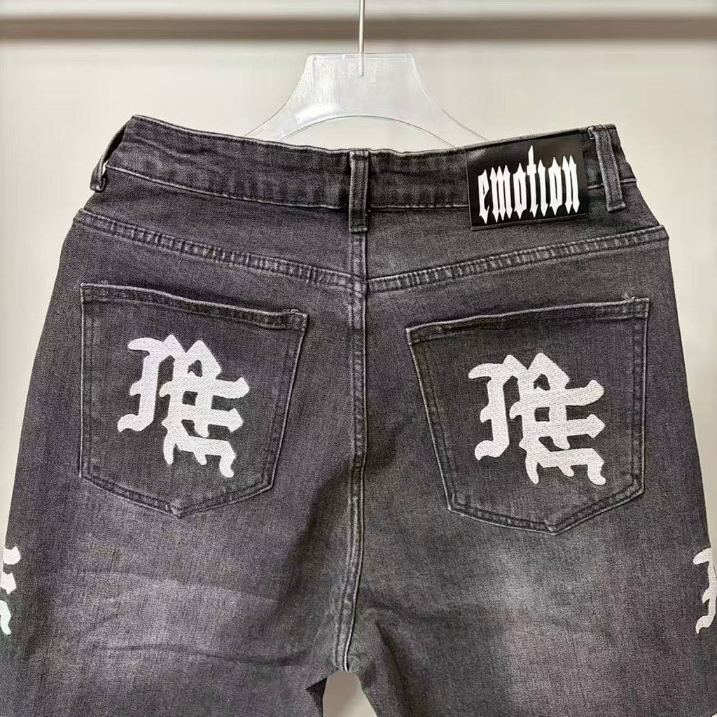 MIXED EMOTION Signature Side Letter Denim Jeans