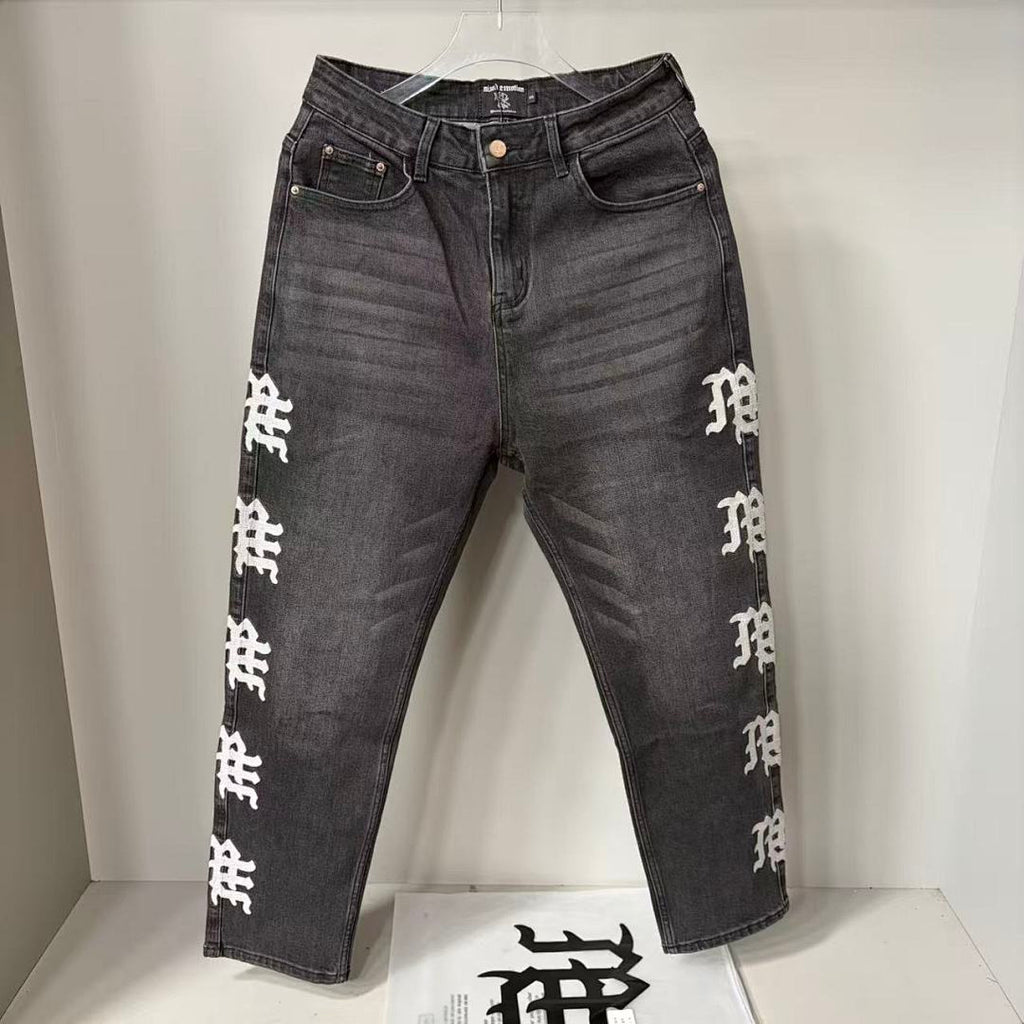 MIXED EMOTION Signature Side Letter Denim Jeans