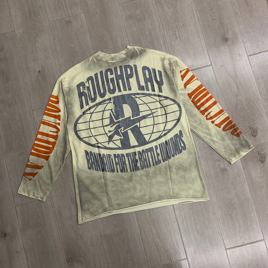ROUGHPLAY Vintage Graphic Long Sleeve Shirt Unisex Heavyweight Crewneck Sweatshirt Dark Y2K Streetwear Top