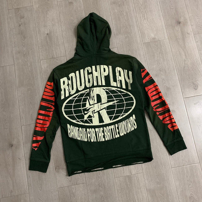 ROUGHPLAY Heavyweight Graphic Hoodie - Cyber Wave & Orange Sleeve Typography Main Image