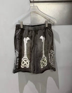 Saint Michael Skeleton Bone Print Anarchy Graphic Sweat Shorts