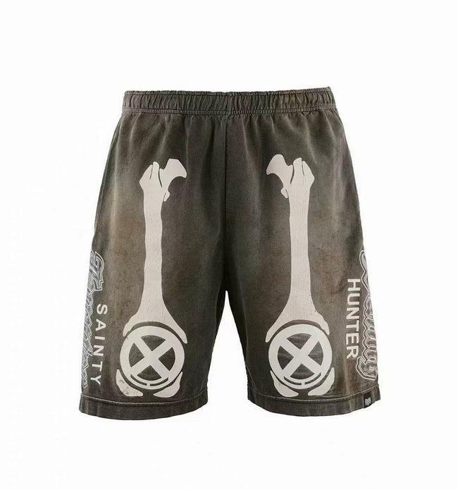 Saint Michael Skeleton Bone Print Anarchy Graphic Sweat Shorts Hover Image