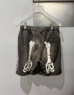 Saint Michael Skeleton Bone Print Anarchy Graphic Sweat Shorts