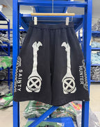Saint Michael Skeleton Bone Print Anarchy Graphic Sweat Shorts