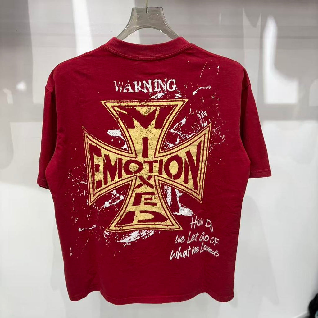 Mixed Emotion Distressed Typography Graphic Tee