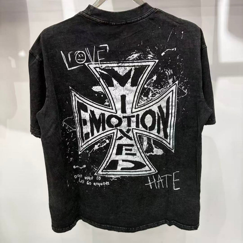 Mixed Emotion Distressed Handwritten Graphic Tee