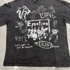 Mixed Emotion Distressed Handwritten Graphic Tee