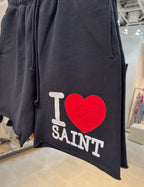 Saint Michael I Love Saint Heart Print Casual Sweat Shorts