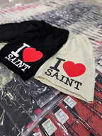 Saint Michael I Love Saint Heart Print Casual Sweat Shorts