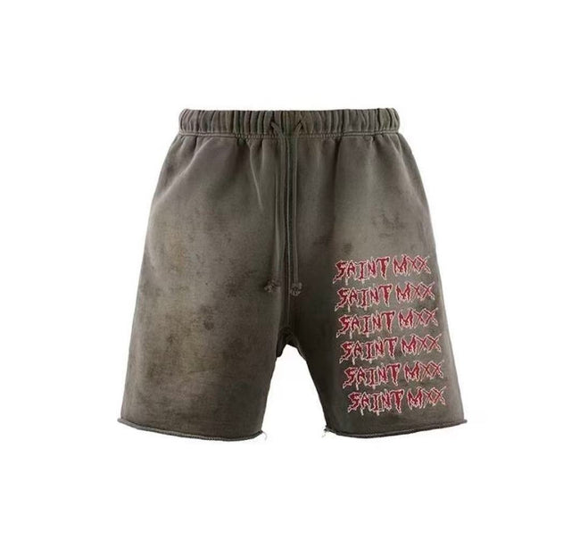 Saint Michael Distressed Vintage Effect Gothic Text Sweat Shorts Hover Image