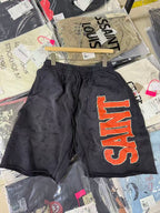 Saint Michael Distressed Vintage Effect Large Graphic Logo Sweat Shorts
