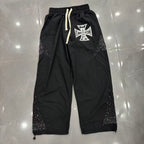 MIXED EMOTION Cross Logo Nylon-Style Casual Shorts