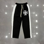 MIXED EMOTION Cross Logo Side Stripe Track Pants