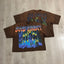 RARE PEACE Bad‑Habit Halloween Monster Graphic Cropped Oversized T‑Shirt