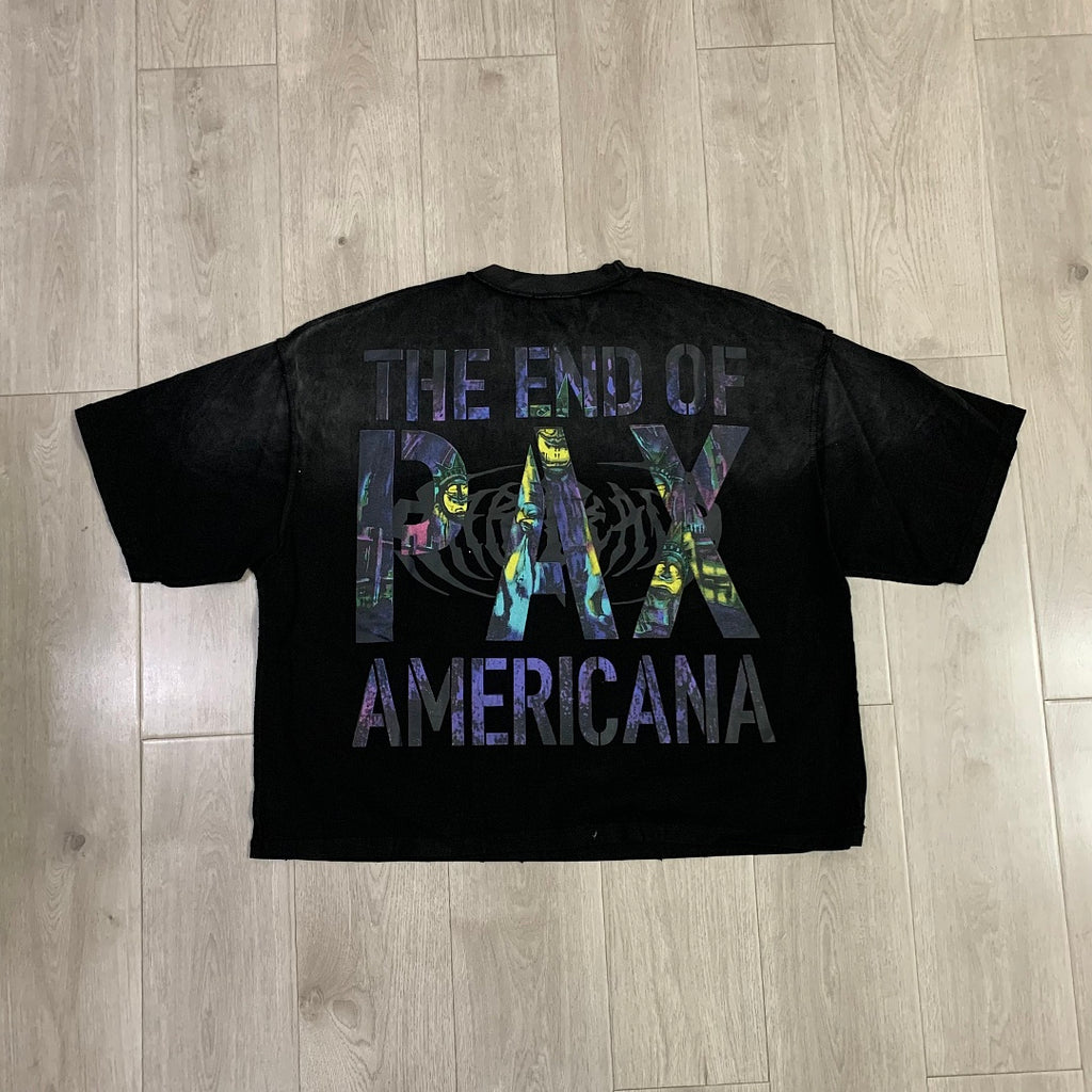 RARE PEACE Bad Habit Monster Parade Graphic Cropped Oversized T‑Shirt