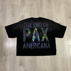 RARE PEACE Bad Habit Monster Parade Graphic Cropped Oversized T‑Shirt
