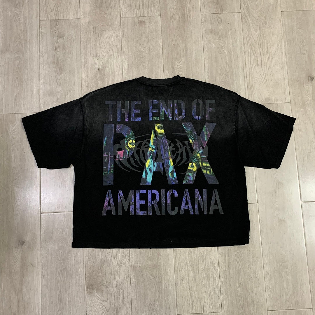 RARE PEACE Bad Habit Monster Parade Graphic Cropped Oversized T‑Shirt